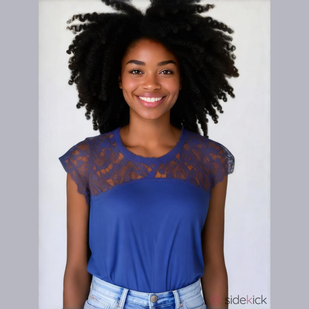 Women's DKNY Jeans Blue Lace Top - Size M